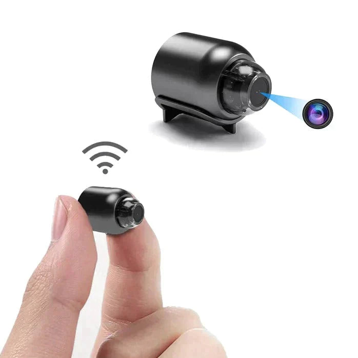 Mini cámara de seguridad Full HD 1080p compacta, perfecta para el hogar con detección de movimiento.