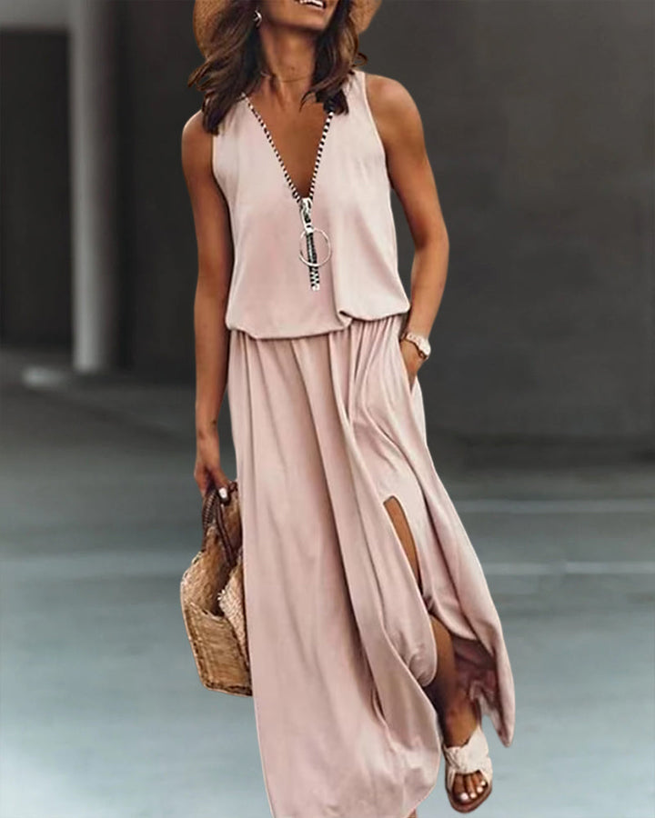 Falda maxi larga con cómoda cintura elástica, versátil para mujer, estilo veraniego.