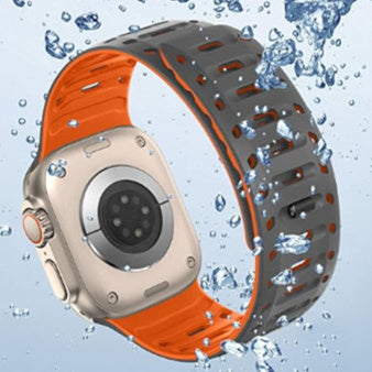 Accesorio impermeable de silicona para smartwatch, correa magnética ajustable y duradera.