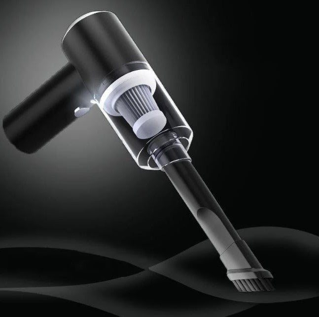 Mini aspiradora inalámbrica portátil para coche, ideal para limpieza rápida del interior. Potente succión para polvo y líquidos.