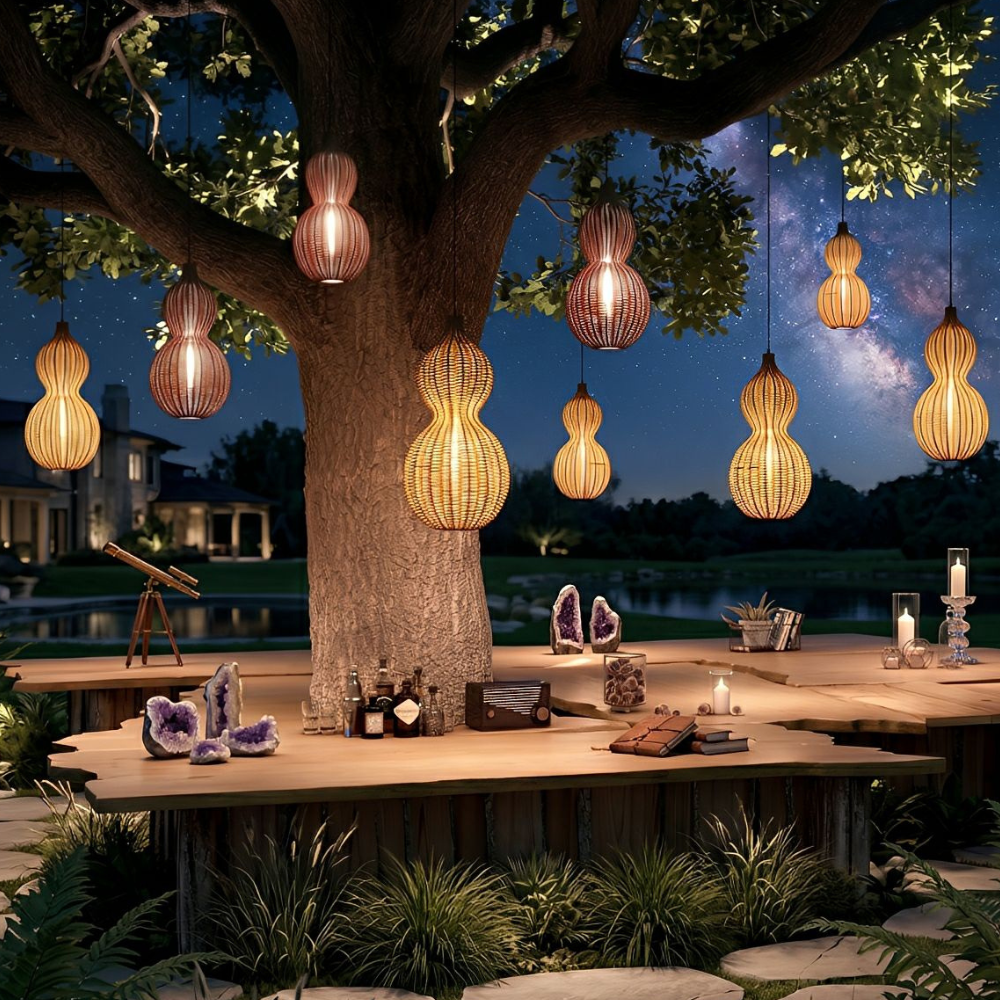 Iluminación de patio tejida, perfecta para noches de verano, IP65 y decorativa.