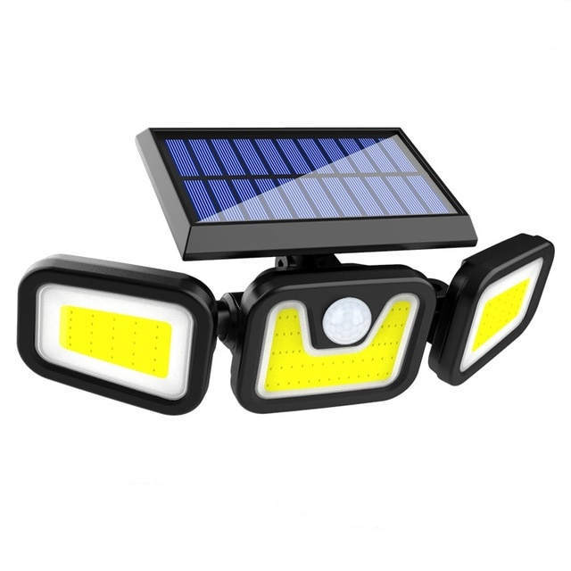 Foco LED solar de pared con sensor de movimiento, ilumina entradas y asegura el hogar.