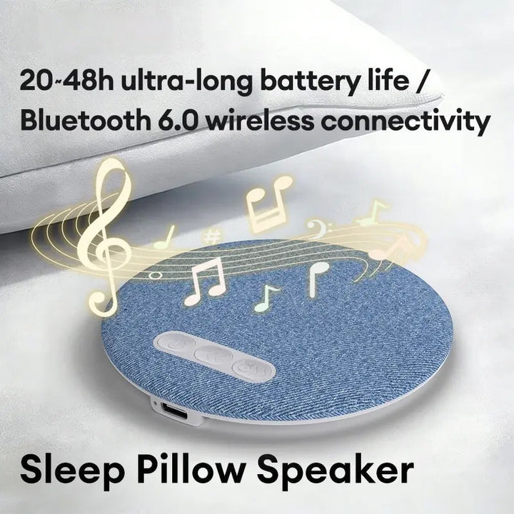 Almohada inteligente con altavoz Bluetooth para música y relajación, solución innovadora para dormir.