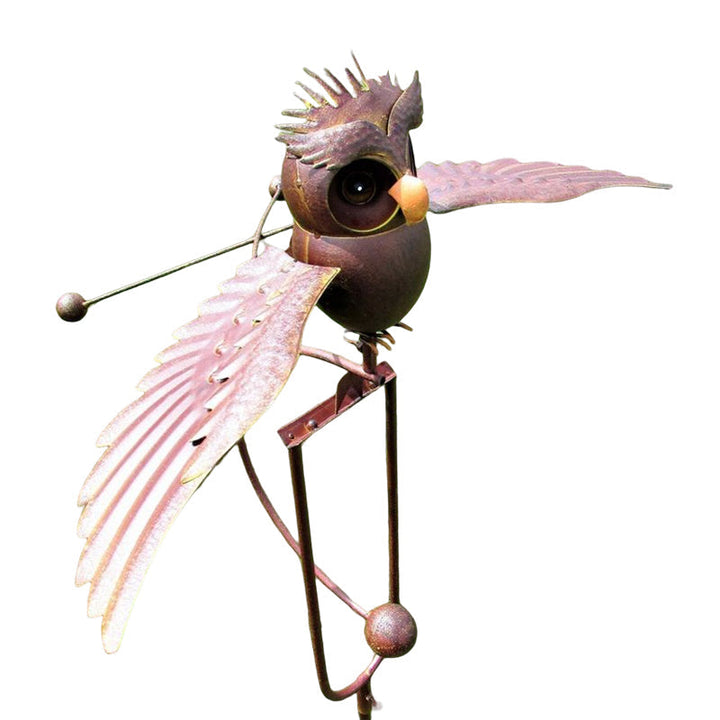 Molino de viento decorativo con aves, decoración de jardín dinámica de metal para patio.