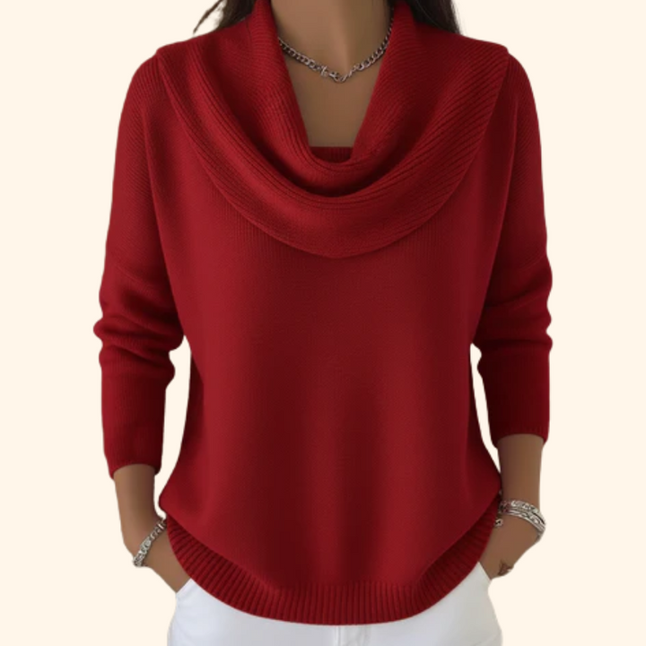 Jersey cuello mujer elegante, ideal para trabajo u ocasiones casuales. Suéter cómodo para otoño/invierno.