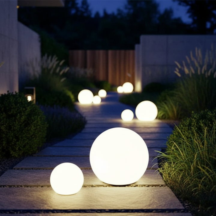 Lámpara de pie SphereGlow con iluminación LED de 16 colores, moderna y versátil.