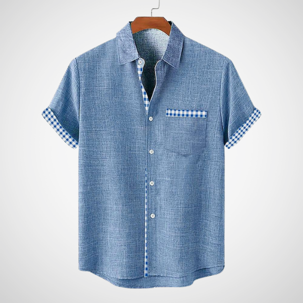 Camiseta para hombre casual con mangas cortas y patrón de cuadros, perfecta para el estilo urbano.