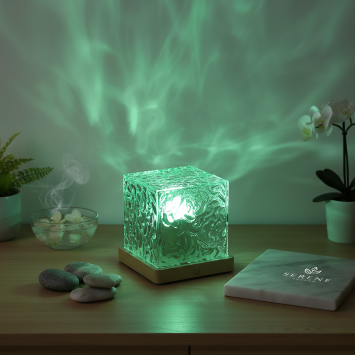 Lámpara de mesa LED Aurora Boreal. Crea un ambiente relajante con luz cambiante y colores personalizables para el hogar.