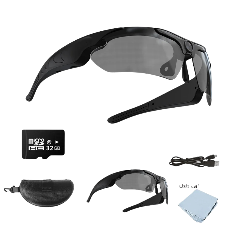 Gafas de sol polarizadas con protección UV. Cámara 1080P para aventura, deportes y grabación de videos en exteriores.