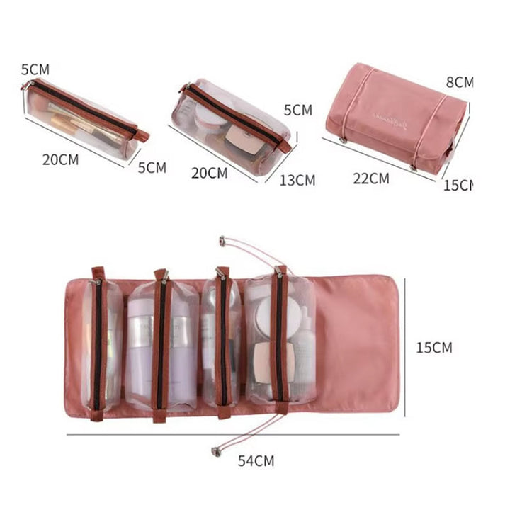 Accesorios de viaje: bolsa organizadora plegable para cosméticos y maquillaje femenino.