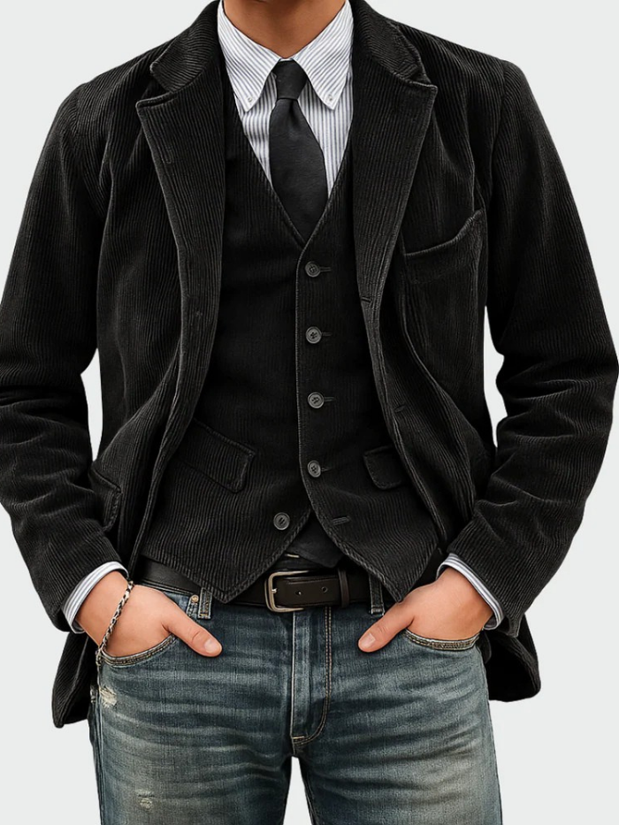 Blazer de hombre moderno y elegante. Chaqueta formal ideal para conjunto de vestir masculino.