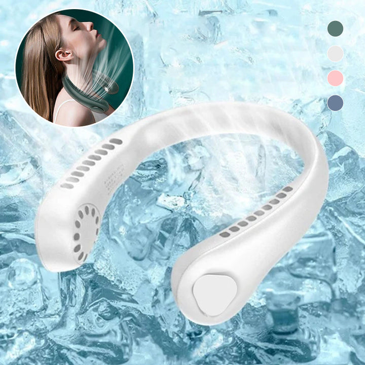 Ventilador de cuello portátil, manos libres, ideal para el verano y aliviar el calor personal.