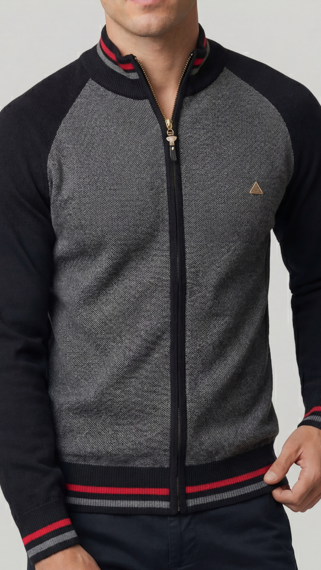 Chaqueta de punto moderna para hombre, ideal como abrigo ligero. Ropa masculina de tendencia.