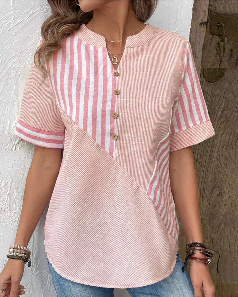Blusa femenina de rayas, ideal para un look casual o de oficina, comodidad garantizada.