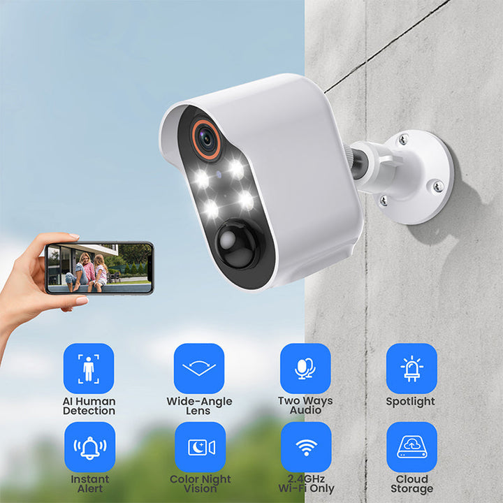 Cámara de vigilancia 1080P en salón, seguridad discreta para el hogar, protección familiar.