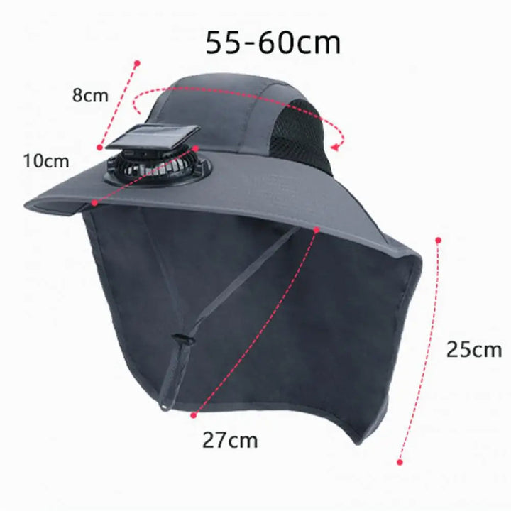 Sombrero unisex con ventilador para mantener la cabeza fresca bajo el sol, con protección UV.