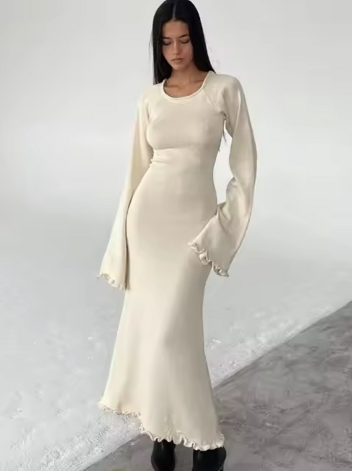 Vestido de punto suave para mujer, largo y versátil. Ideal para un look casual chic con máximo confort.