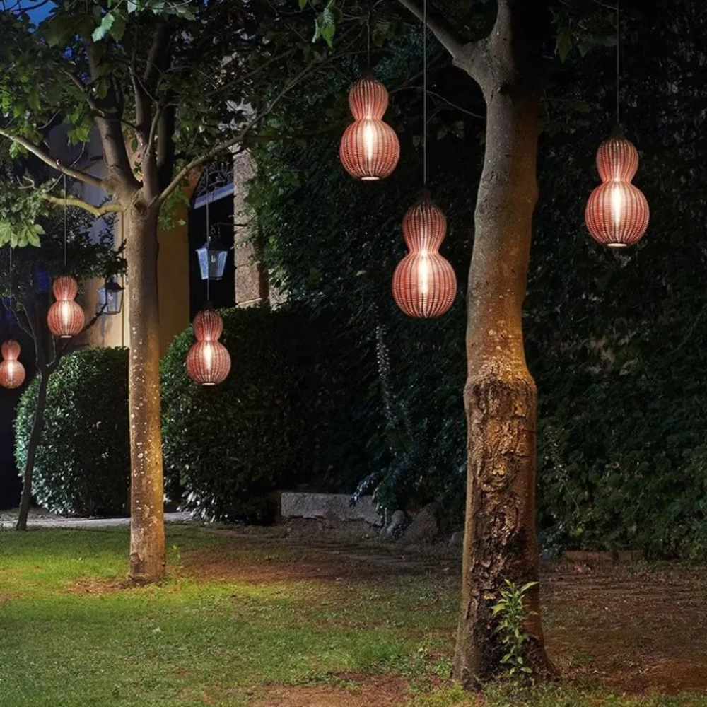 Colgante de estilo mediterráneo para terraza, tejida a mano, luz ambiental.