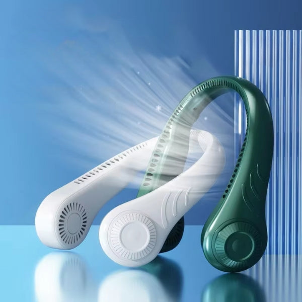 Ventilador de cuello portátil unisex, manos libres. Ideal para frescor personal en verano, viaje, deporte.