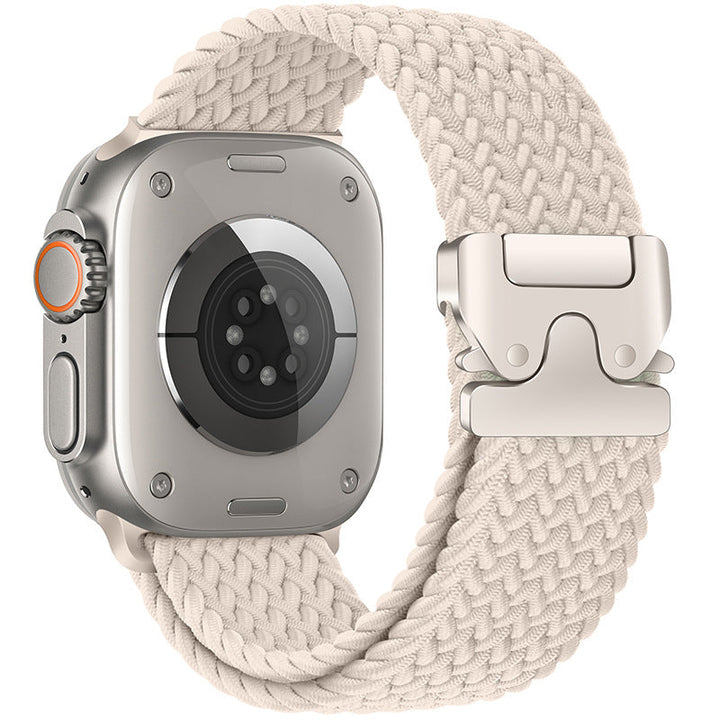 Correa trenzada de nylon para smartwatch, estilo moderno y duradero.