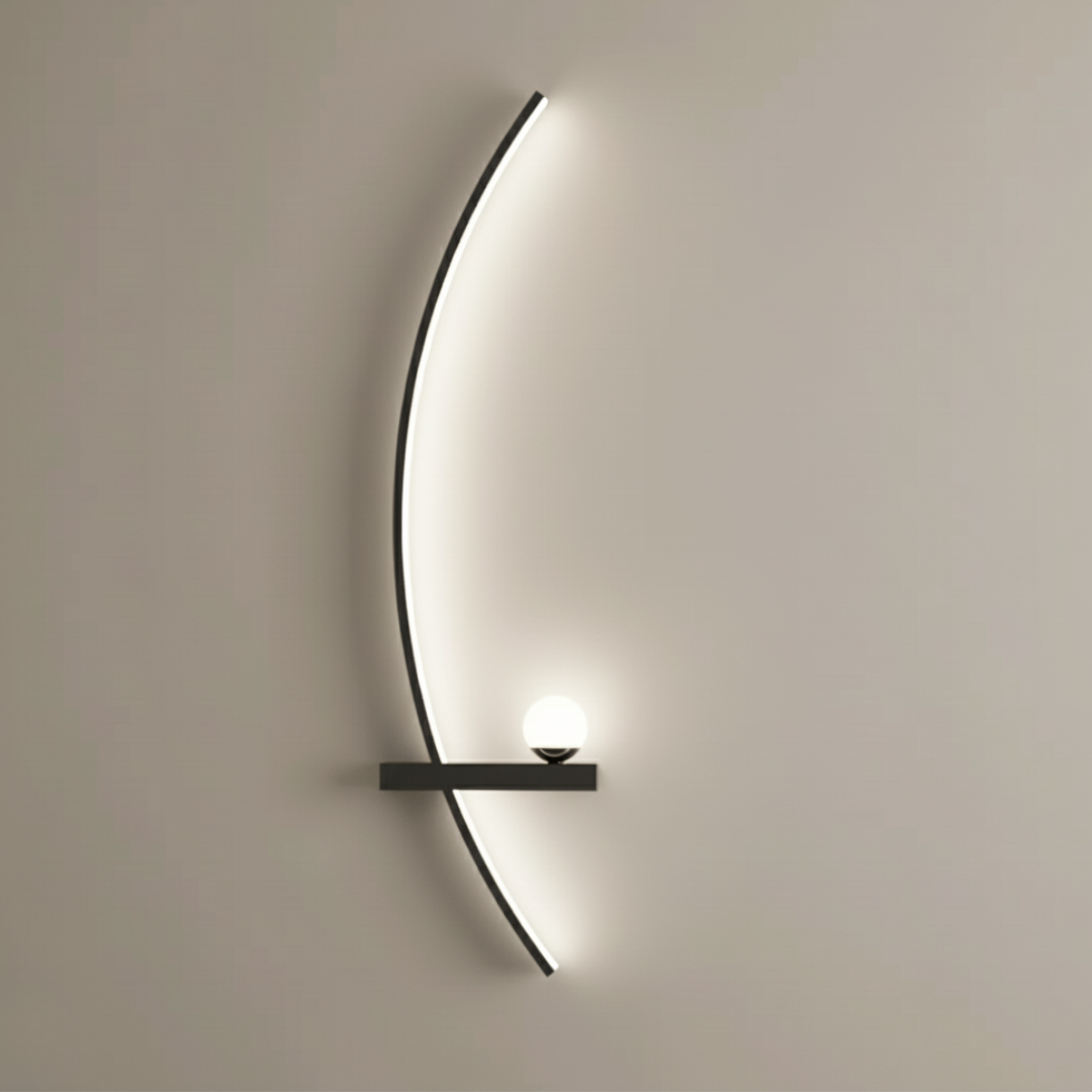 Luz de pared LED interior, eficiencia, luz fría, diseño contemporáneo para decoración.