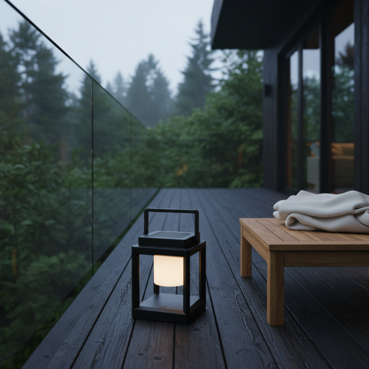 Iluminación solar exterior con brillo ajustable, ideal para patios, caminos y zonas de camping.