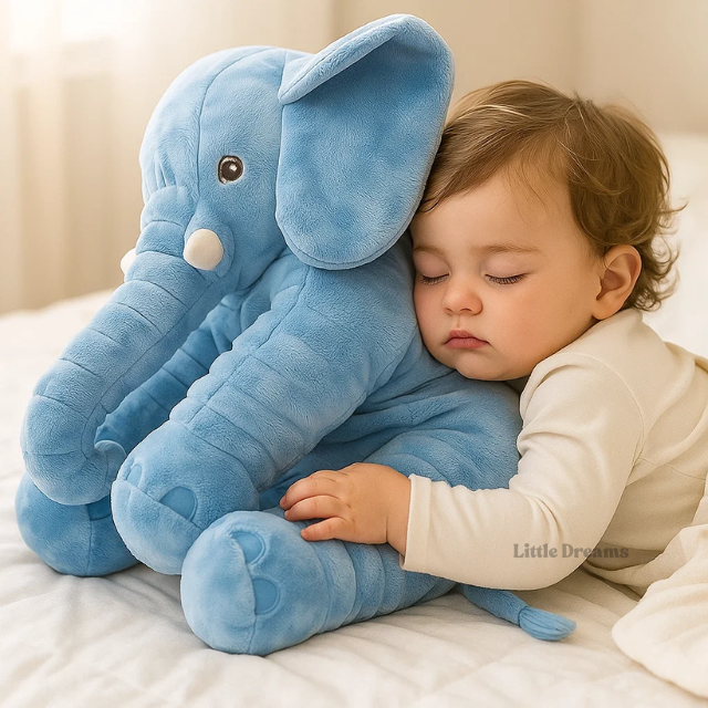 Almohada elefante bebé, peluche ideal para abrazar y para un descanso tranquilo y cómodo.