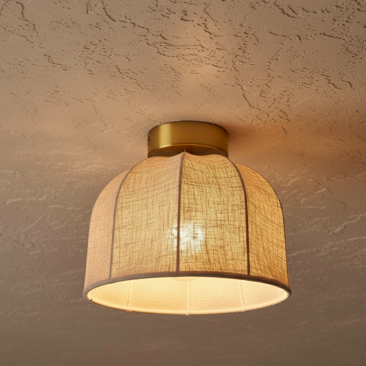 Lámpara de techo estilo rústico y moderno, diseño de campana empotrada, luz cálida para un hogar acogedor.