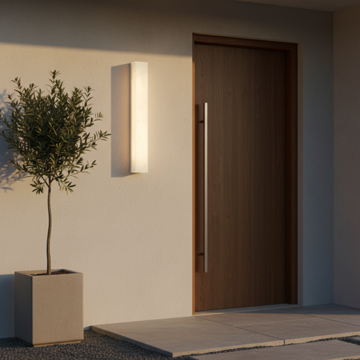 Aplique LED exterior rectangular IP65. Iluminación moderna y eficiente para jardín, patio o terraza.