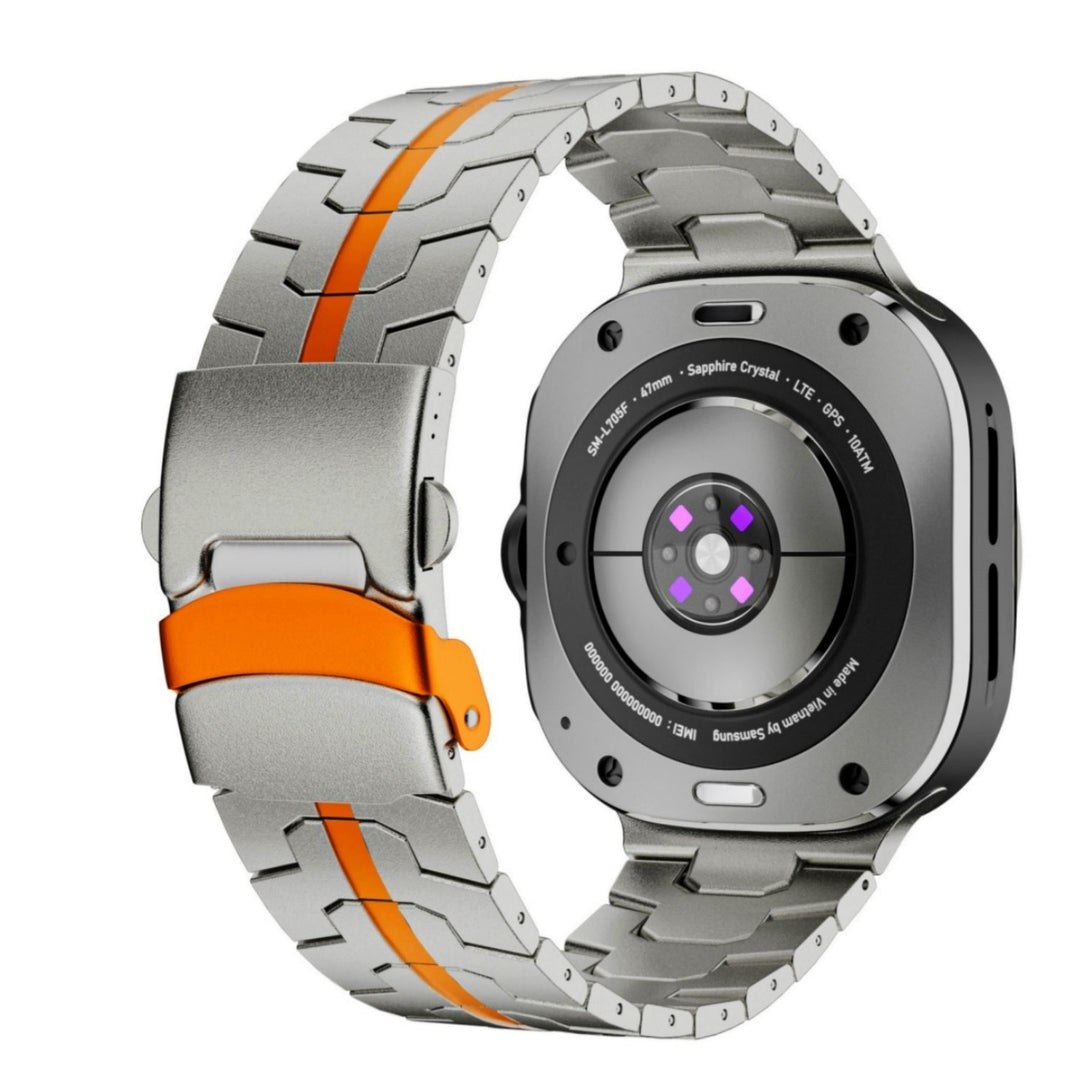 Accesorio de lujo: correa de titanio Grado 2 para smartwatch, estilo premium y resistencia.