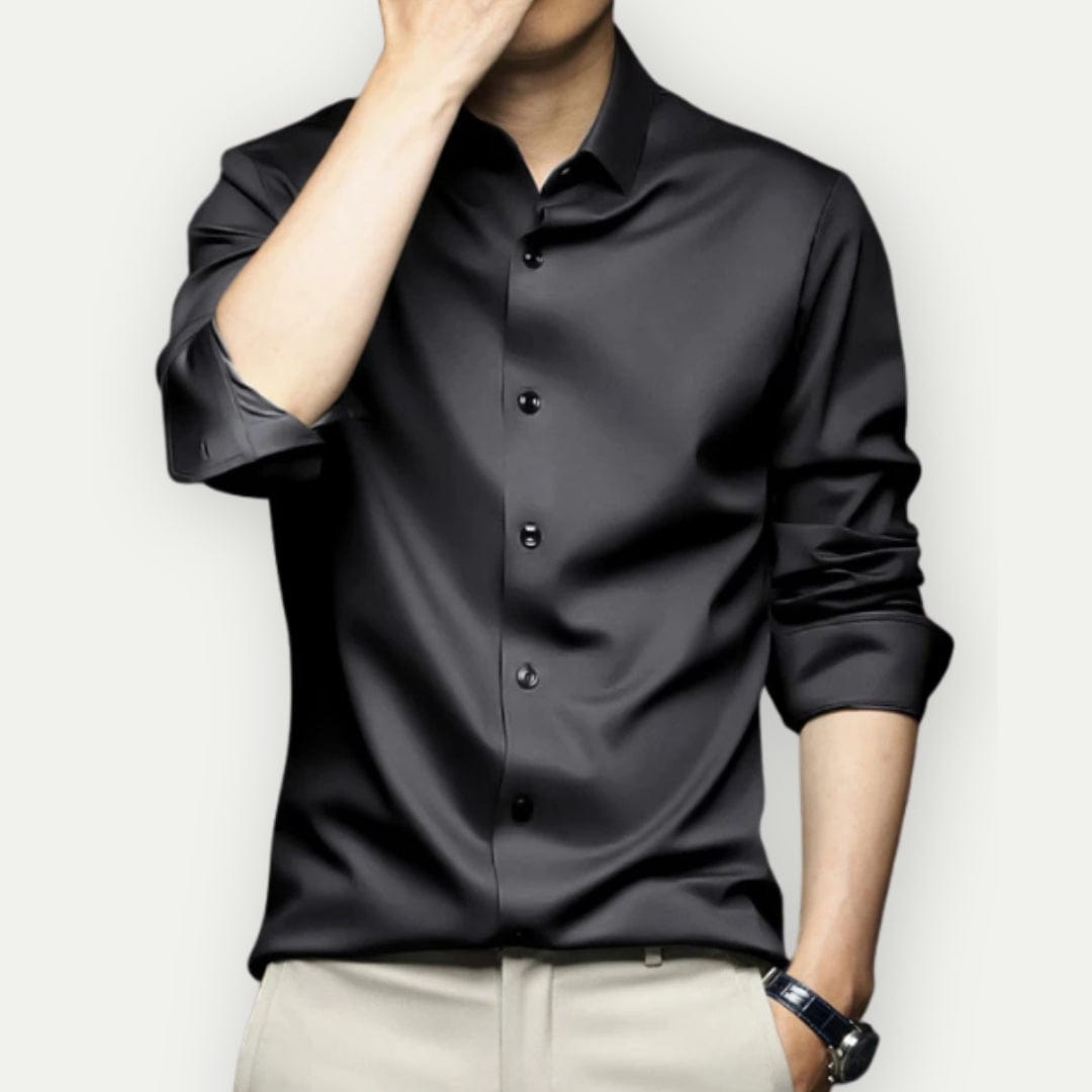 Camisa de vestir de alto rendimiento para hombre, sin arrugas, que ofrece comodidad y elegancia.