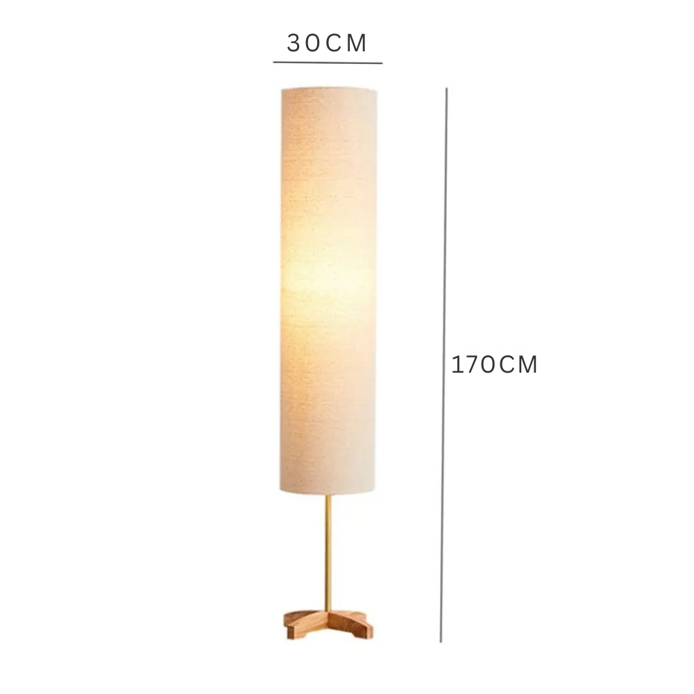Lámpara de pie Nomi: elegante diseño Japandi, luz ambiental LED para sala de estar o dormitorio moderno.