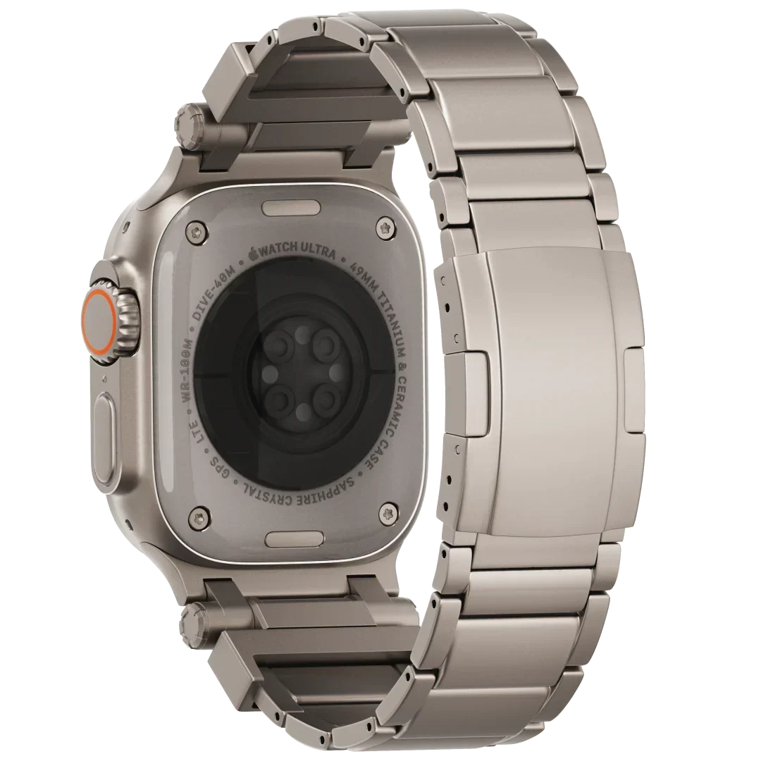 Correa de titanio para smartwatch, diseño robusto, ligera y de fácil ajuste para cualquier muñeca.