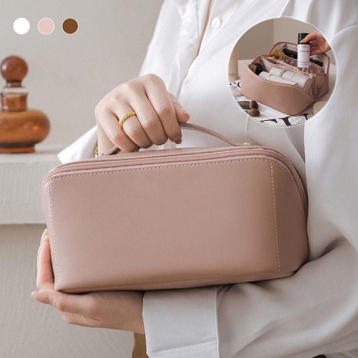 Neceser de viaje versátil de PU. Almacenamiento práctico para cosméticos y accesorios de belleza de mujer.