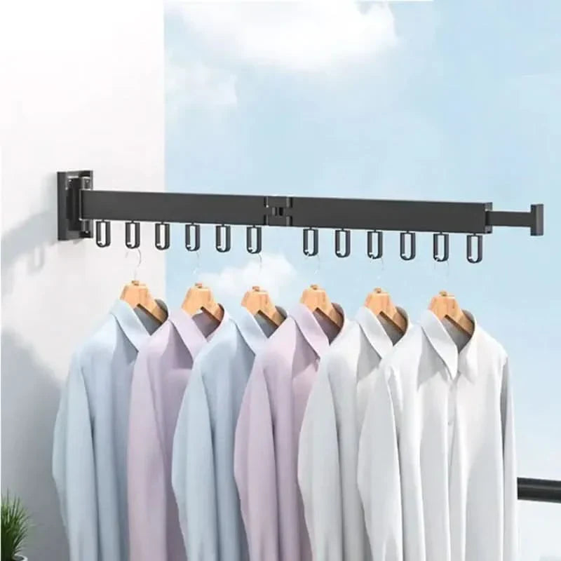 Tendedero de pared plegable, ideal para ahorrar espacio en lavandería o balcón. Organizador de ropa moderno.