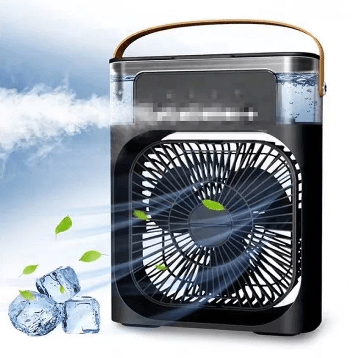 Dispositivo de refrigeración personal USB, un ventilador compacto con humidificador para días calurosos.
