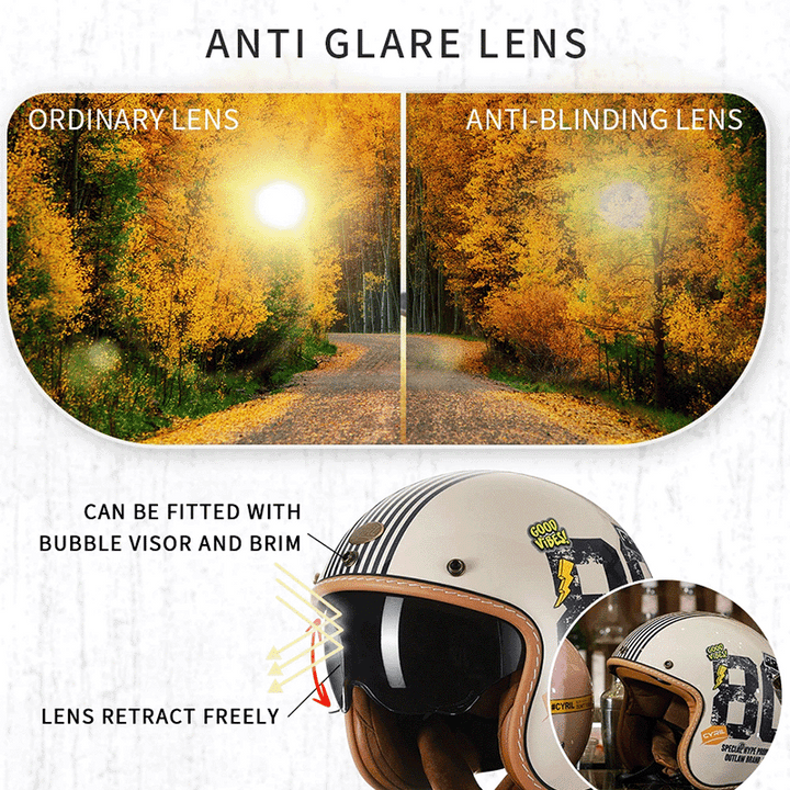 Casco para moto abierto estilo retro, ideal para ciudad, ofrece protección y estética única.