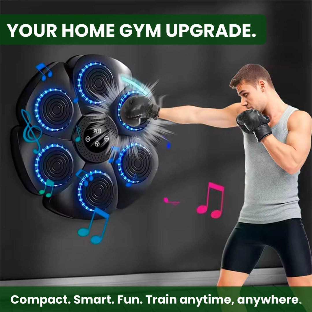 Almohadilla de boxeo interactiva con música para entrenamiento fitness, mejora coordinación y velocidad de golpeo.