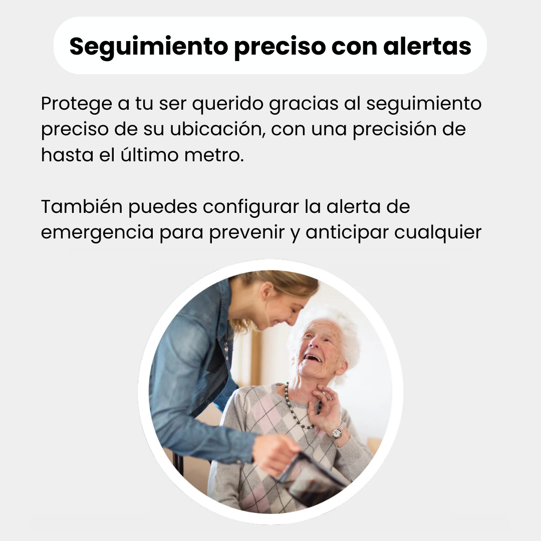Dispositivo GPS portátil para la seguridad de mayores, localización instantánea sin cuotas.