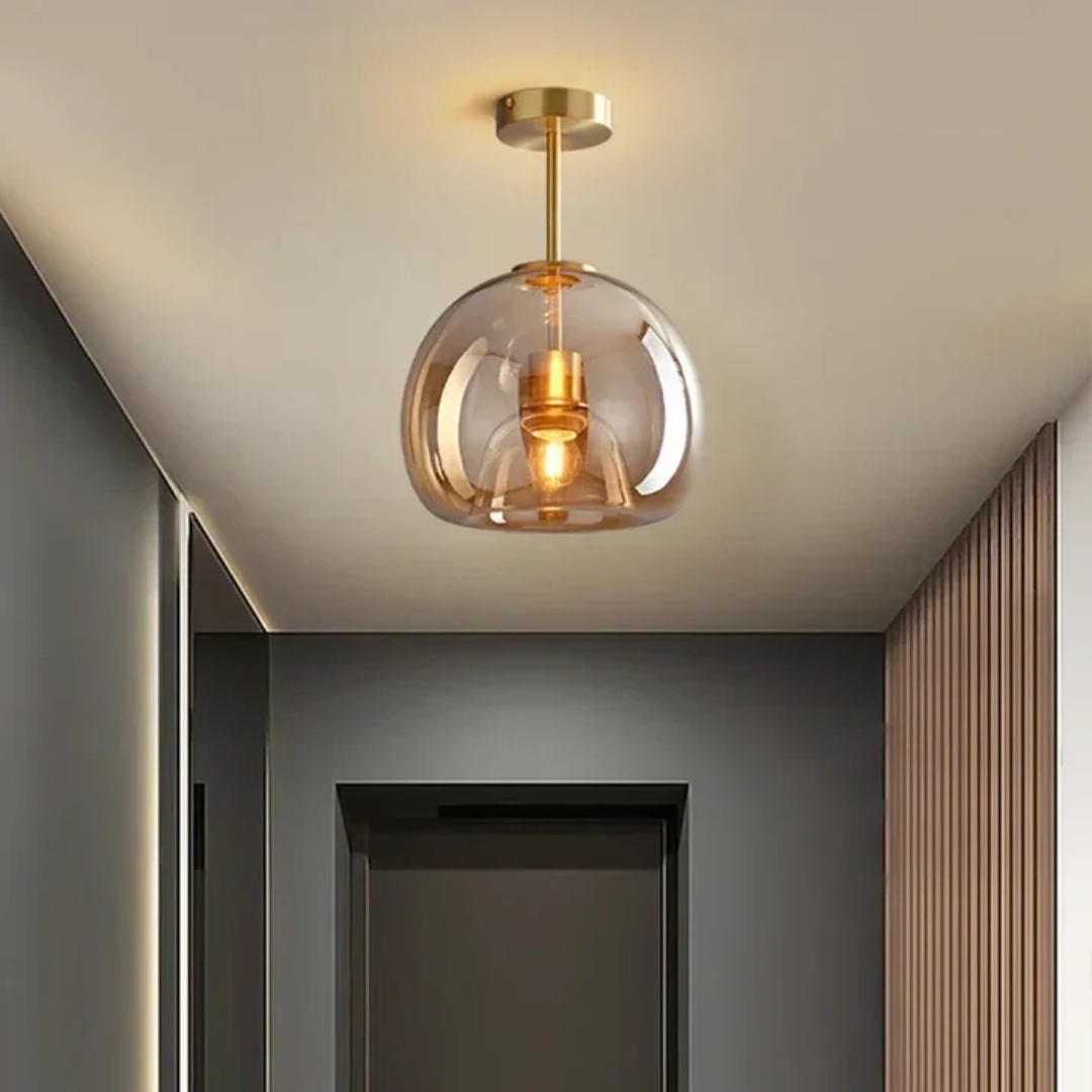 Plafón LED geométrico con diseño moderno para dormitorio. Lámpara de techo eficiente y decorativa.