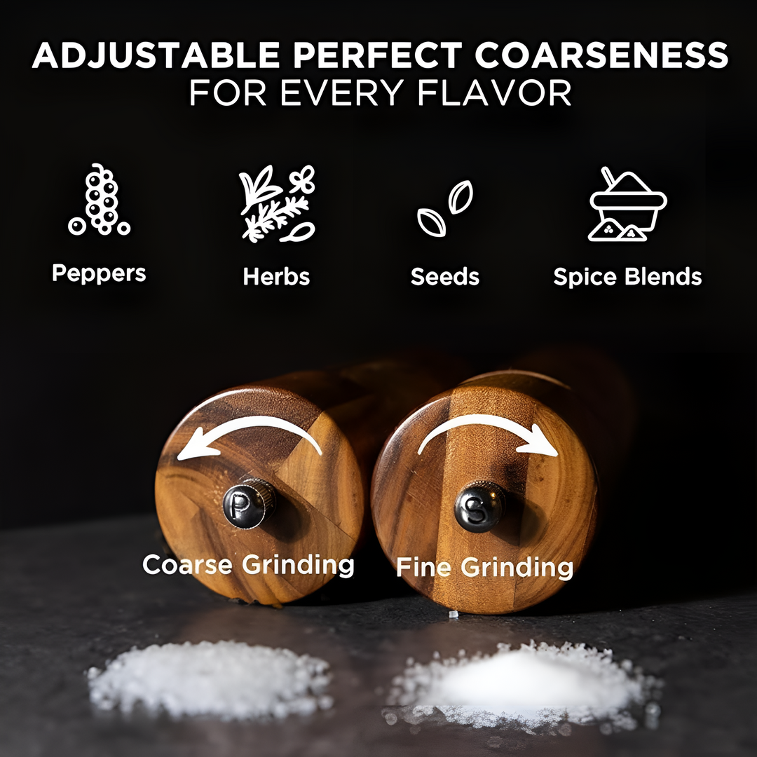 Regalo original: molinos de especias de madera. Accesorios de cocina minimalistas para sazonar sal y pimienta.