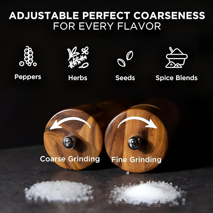 Regalo original: molinos de especias de madera. Accesorios de cocina minimalistas para sazonar sal y pimienta.