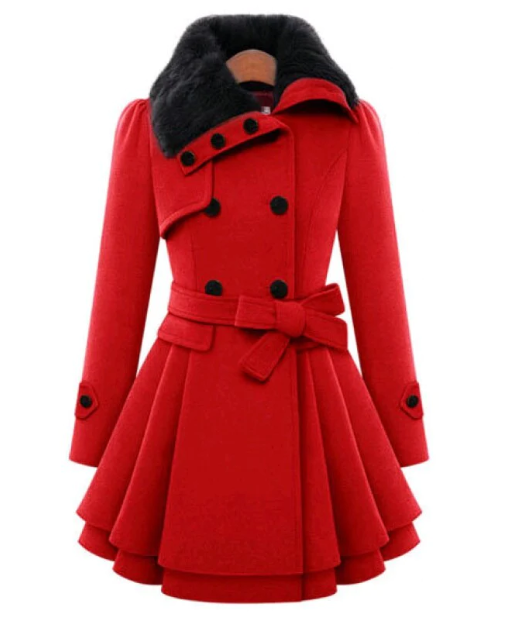 Abrigo de moda para mujer, estilo invernal, que combina calidez y elegancia para cualquier ocasión.