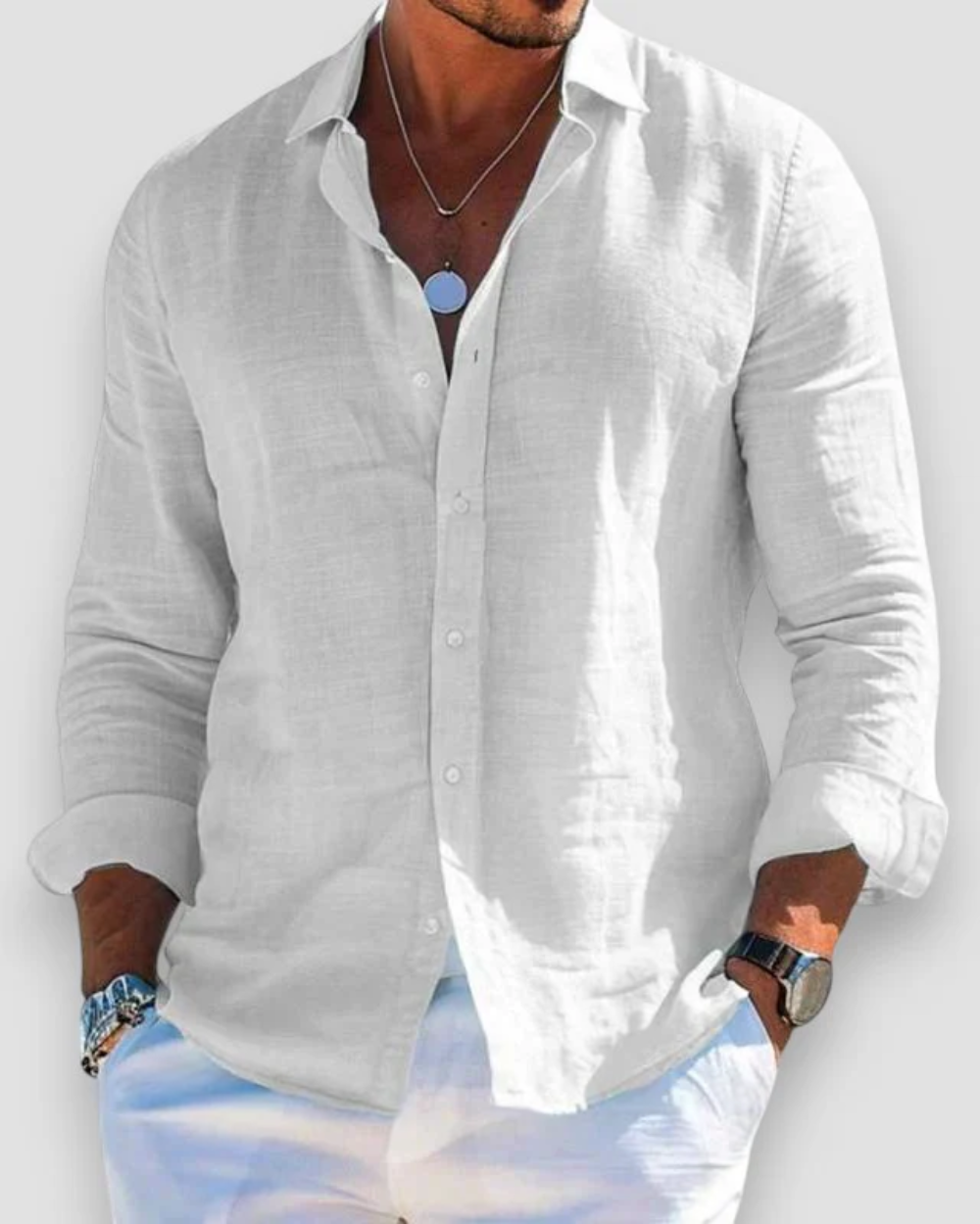 Camisa de hombre transpirable, ideal para un look fresco y cómodo, ropa masculina versátil.