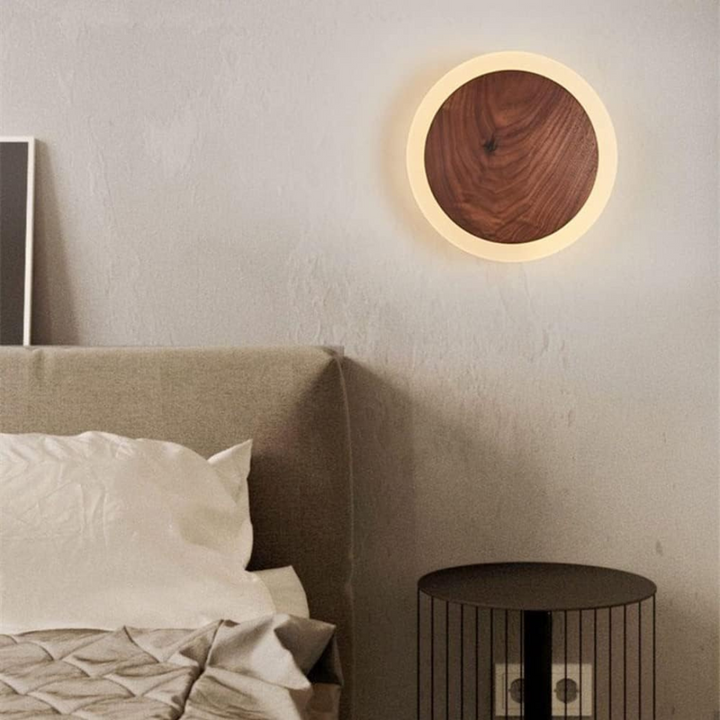 Iluminación de pared LED minimalista. Lámpara escandinava moderna de madera, ideal para ambiente acogedor en tu hogar.