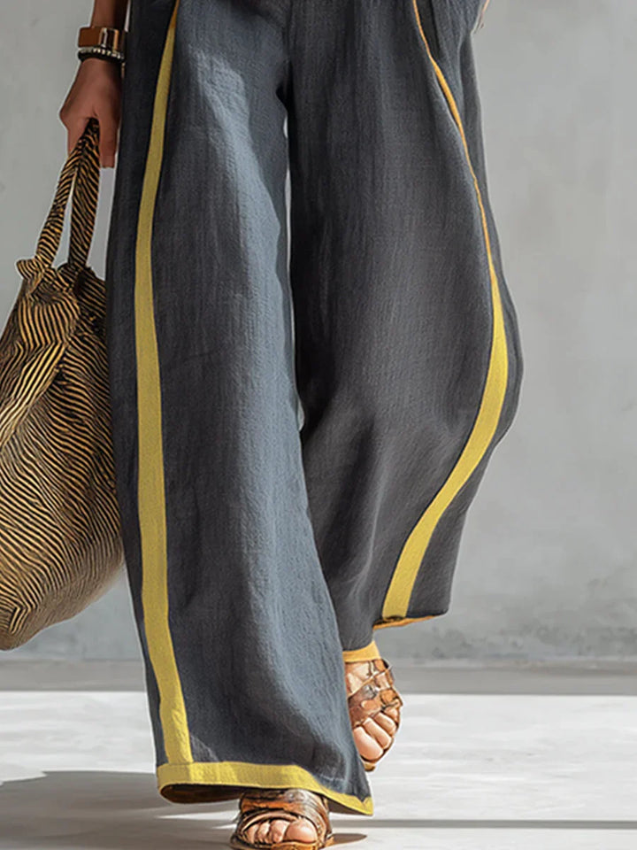 Conjunto de dos piezas de algodón y lino para mujer, ideal para primavera y verano, ropa elegante casual.