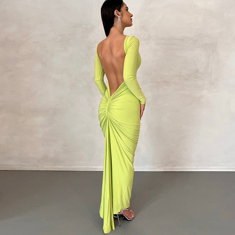 Vestido elegante de primavera para mujer, ideal invitada de boda o fiesta formal. Escote en espalda.