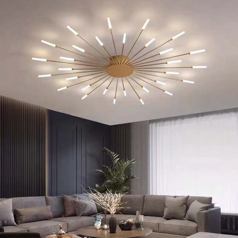 Lámpara de techo LED minimalista para sala de estar. Luz difusa y regulable, eficiencia energética.