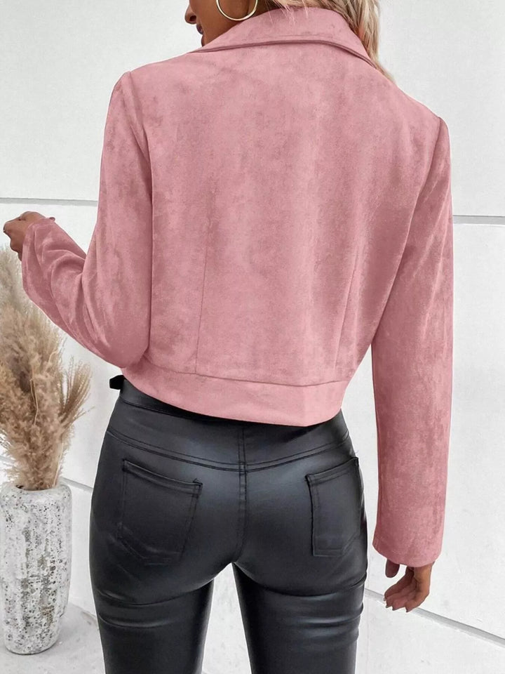 Chaqueta de poliéster para mujer, ligera y corta, con cremallera, perfecta para capas de entretiempo.