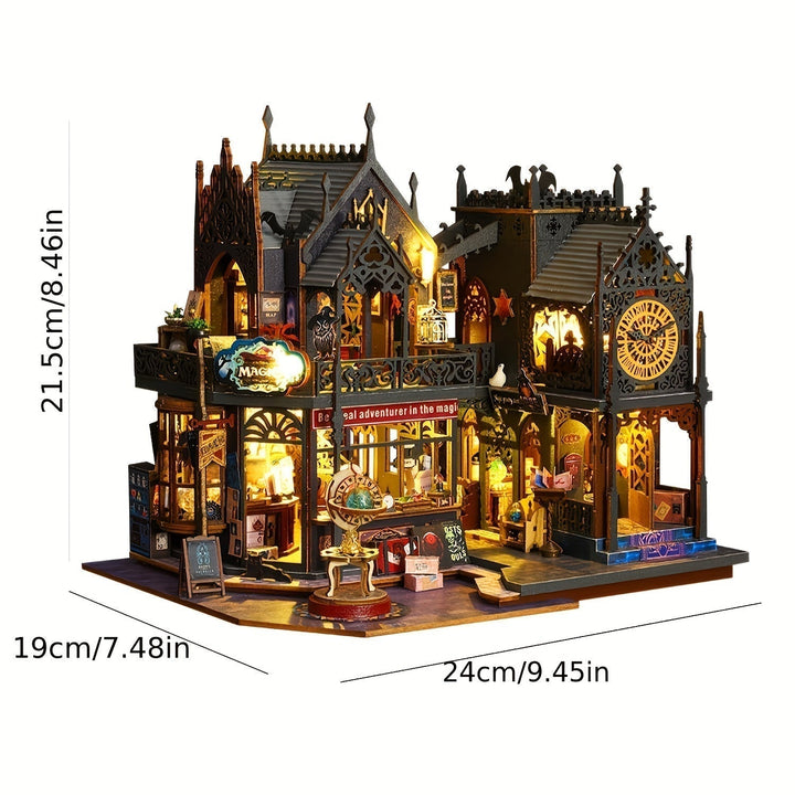 Elegante modelo 3D de madera, una casa de libros con luces LED. Perfecto para decoración o como regalo original.